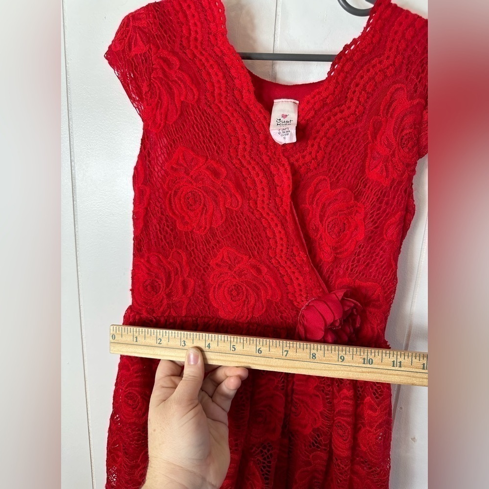 Just Kids Red Lace Little Girl’s Size 10 Dress - Picture 8 of 11
